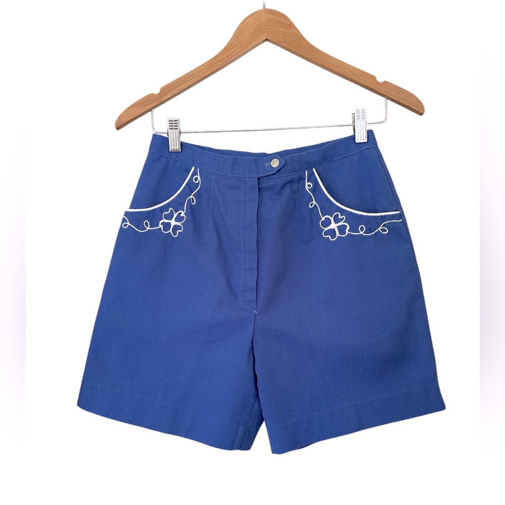 DAVID SMITH vintage cobalt blue and white high waisted shorts size 4